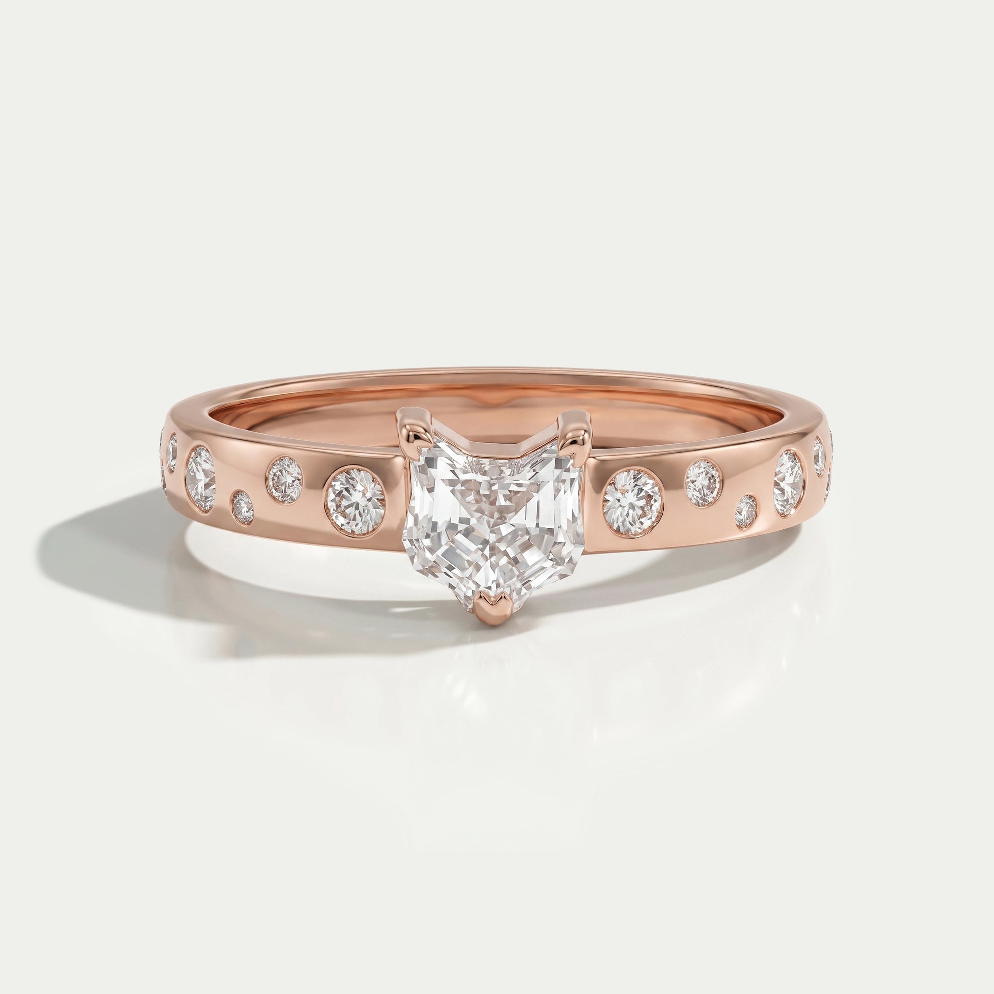 Unique Cat Face Lab Created Diamond Flush Ring