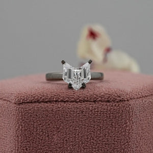 Antique Shape Cat Cut Lab Diamond Solitaire Ring