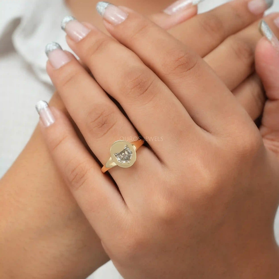 Cat Face Lab Diamond Bezel Set Solitaire Ring