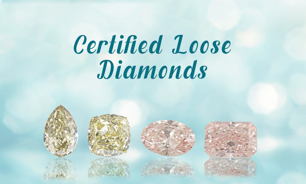 A high-quality image showcasing IGI and GIA-certified lab-grown diamonds in various cuts and colors