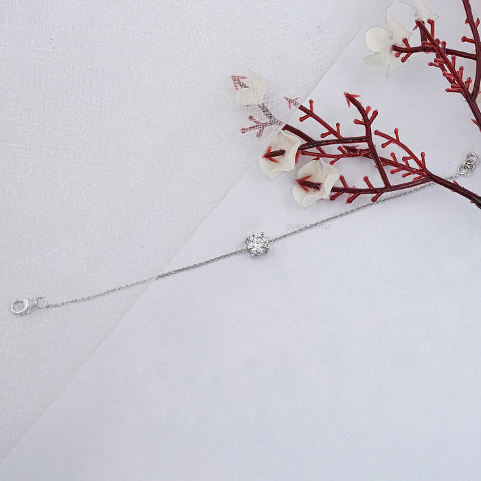 Solitaire Round Diamond Chain Bracelet