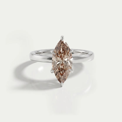 Champagne Marquise Lab Diamond Solitaire Ring Ring