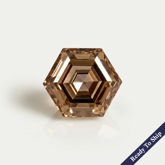 1.05 CT Champagne Hexagon Cut Loose Diamond
