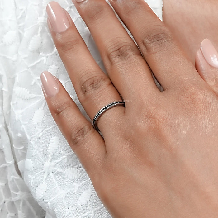 Black Round Lab Diamond channel Set Half Eternity Ring