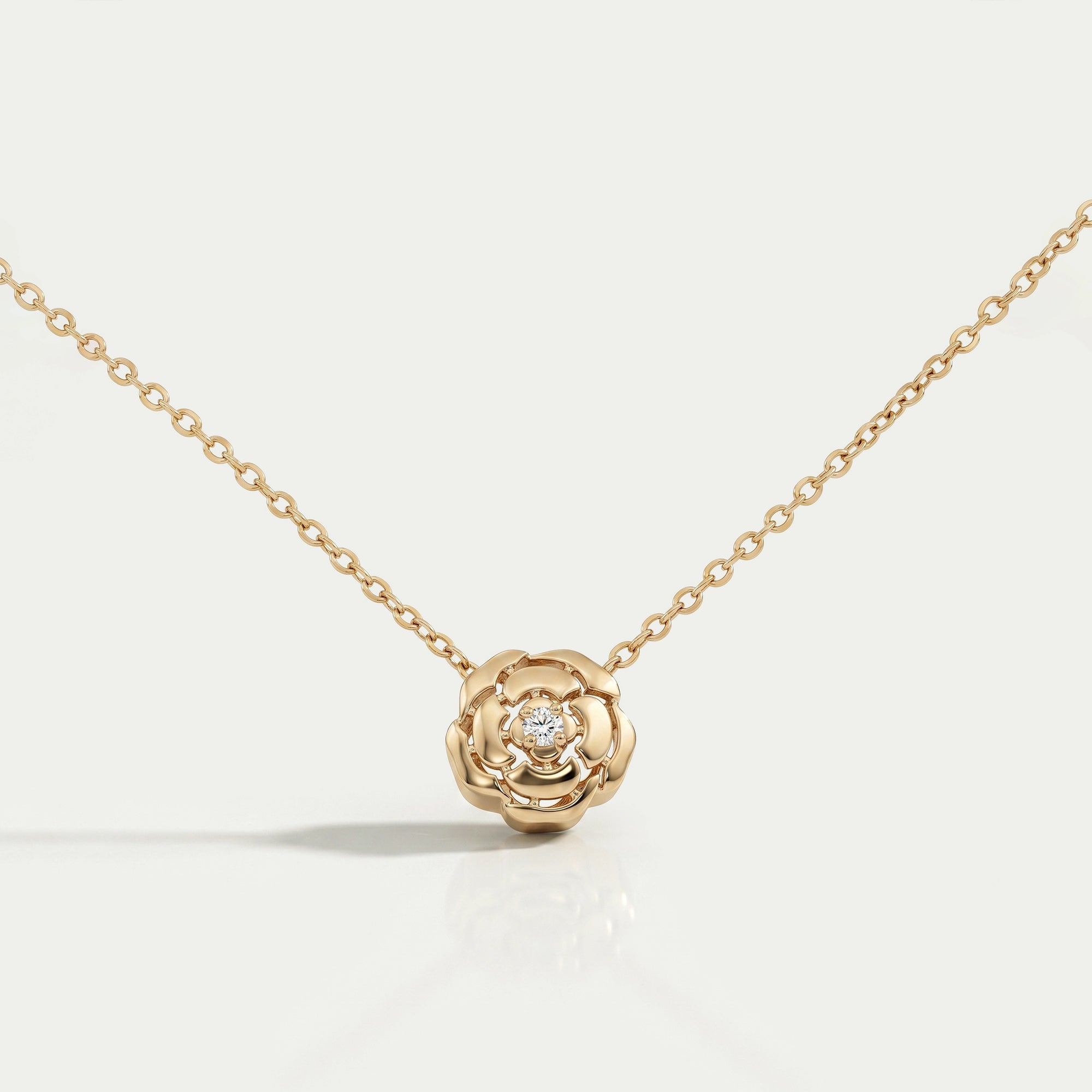 Chanel Camellia Flower Round Diamond Necklace Necklaces