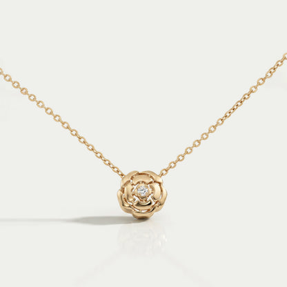 Chanel Camellia Flower Round Diamond Necklace Necklaces