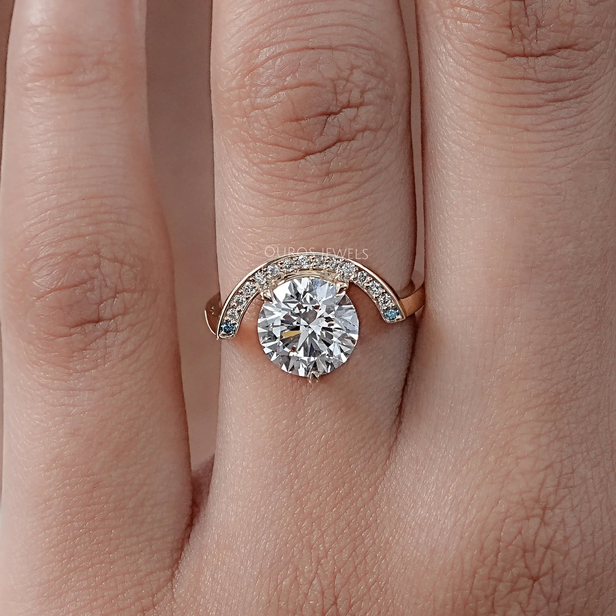 Half Halo Round Lab Diamond Engagement Ring Earring