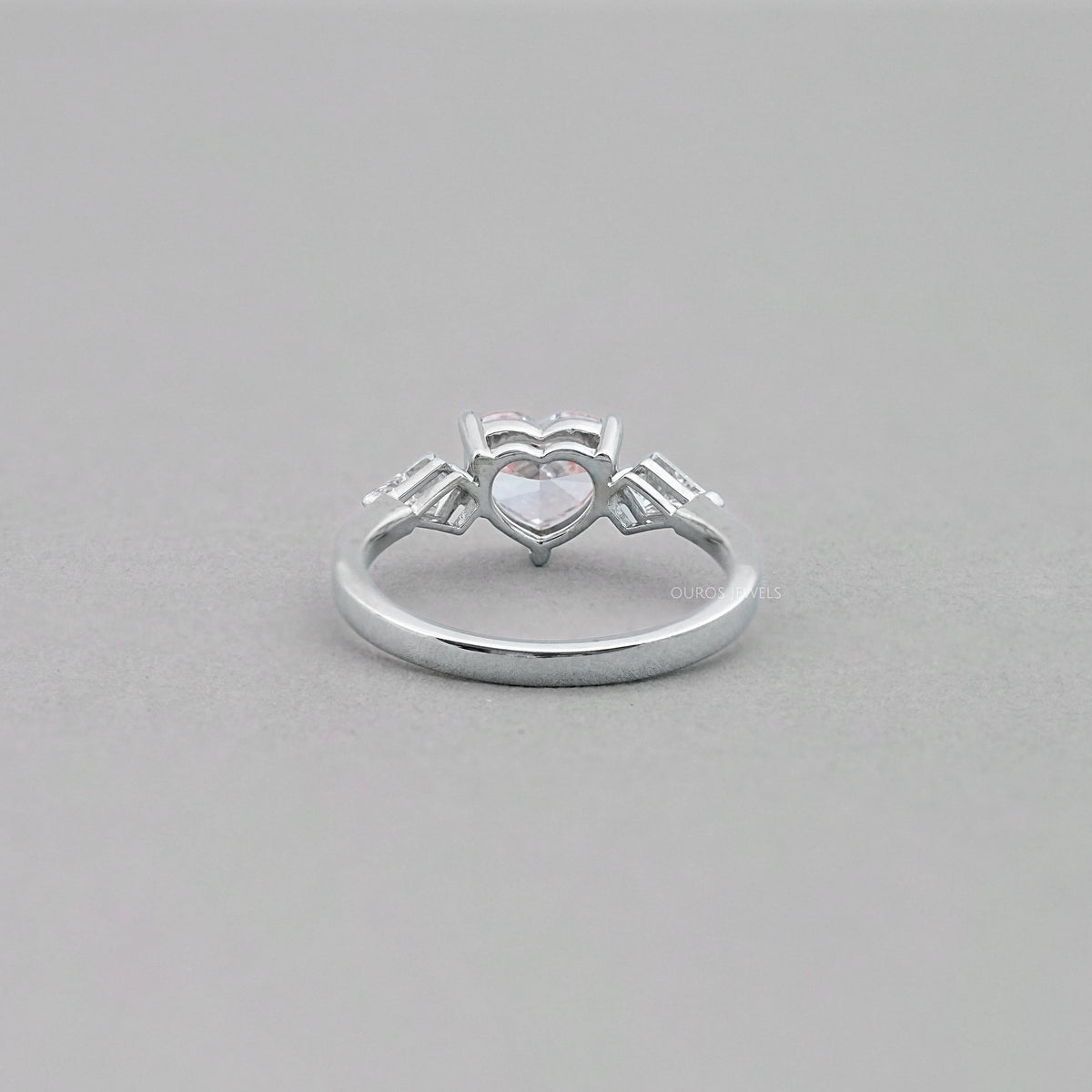 3 Stone Pink Heart Cut Diamond Engagement Ring Ring