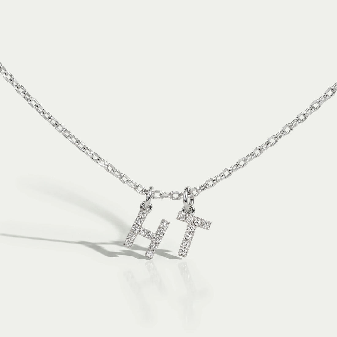 Charms Letter Round Diamond Pendant Necklaces