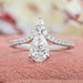 front view of chevron-shaped pear-cut diamond solitaire accent engagement ring