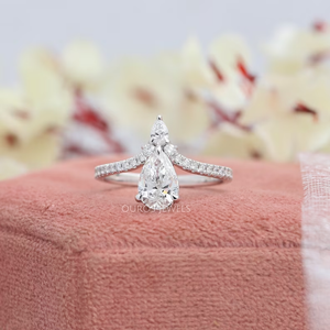 Chevron Shaped Pear Cut Engagement Ring