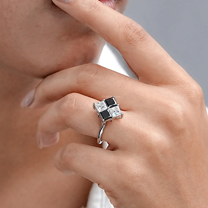 Princess Cut Black Diamond Anniversary Rings 