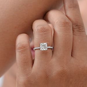 Square Radiant Lab Diamond Solitaire Accent Ring