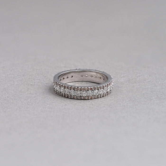 Three Row Brown Diamond Eternity Wedding Band