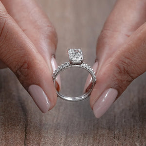 Radiant Cut Solitaire Accent Bridal Ring Set 