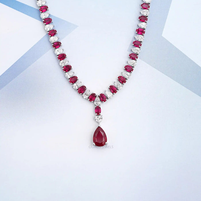 Ruby Gemstone & Lab Grown Diamond Necklace