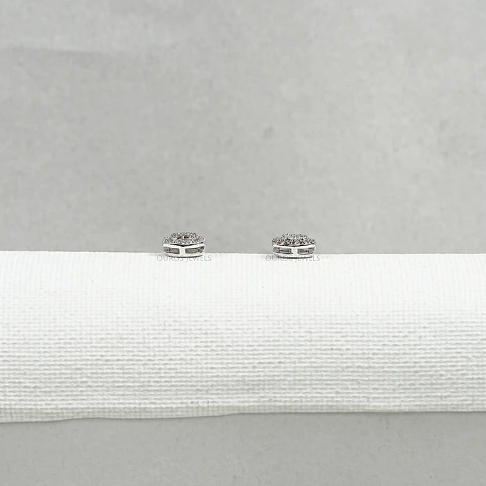 Pave Set Diamond Cluster Stud Earrings