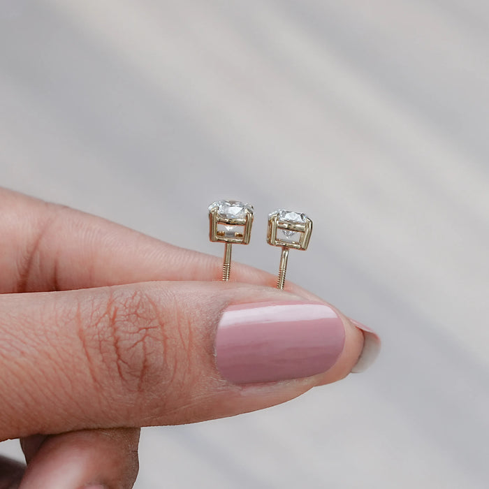 Round Cut Lab Grown Diamond Stud Earrings