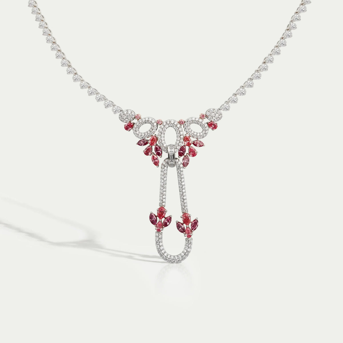 Pear And Round Shape Cluster Diamond Bridal Necklace Necklaces
