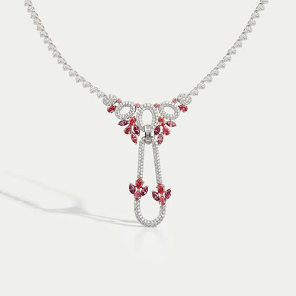 Pear And Round Shape Cluster Diamond Bridal Necklace Necklaces