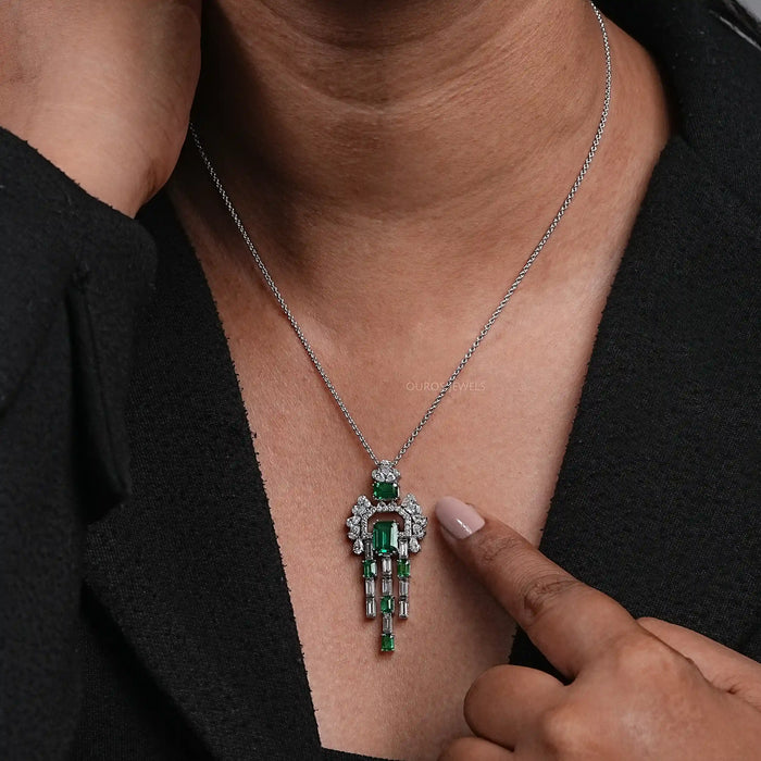 Diamond Cluster and Gemstone Pendant