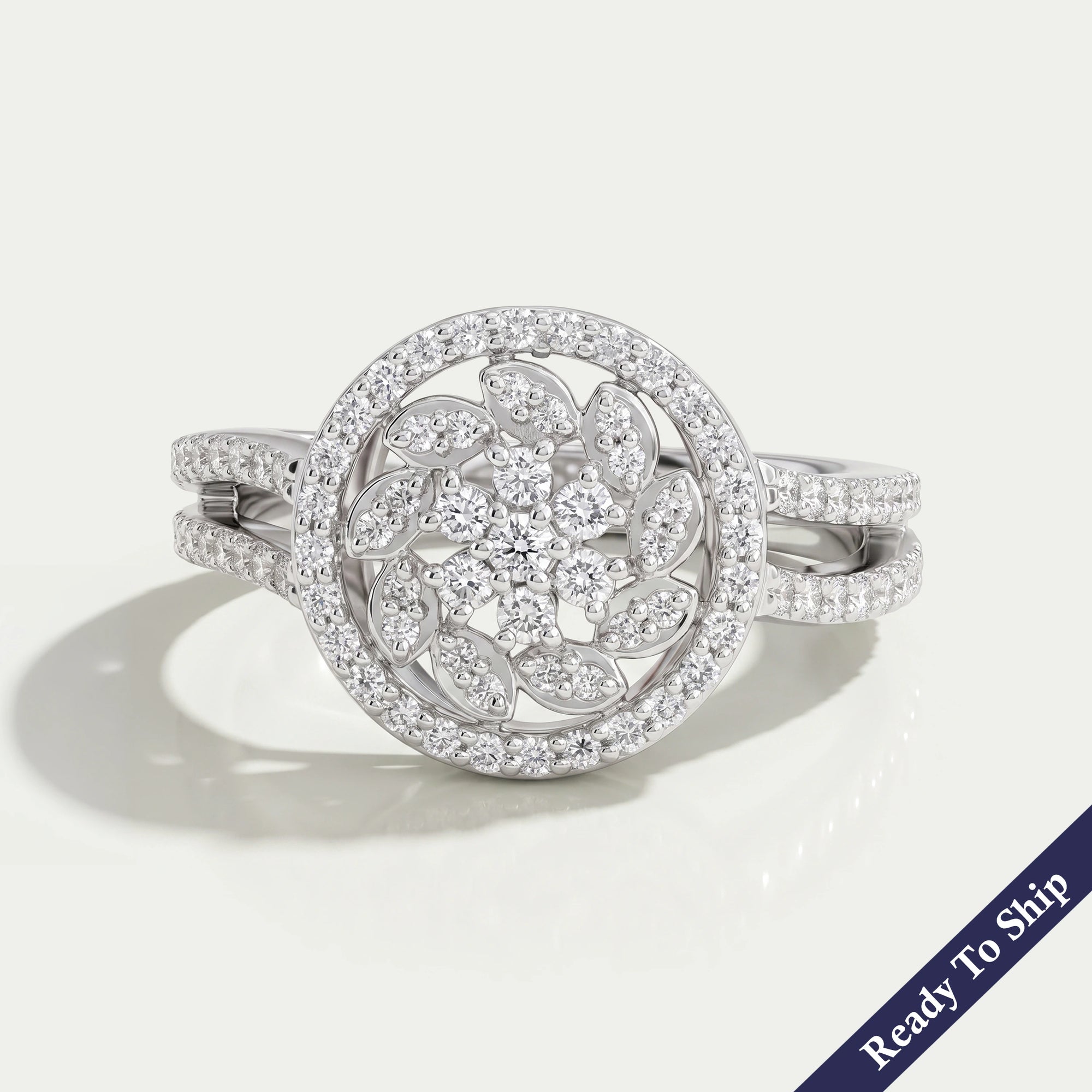 Cluster Round Cut Diamond Halo Engagement Ring