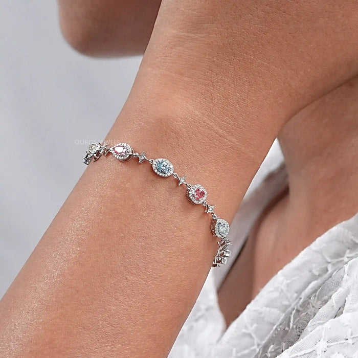 Fancy Color Diamond Halo Designer Bracelet