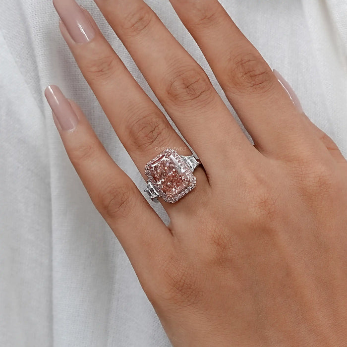 Cushion Shape Lab Diamond Halo Engagement Ring