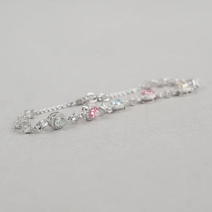 Fancy Color Diamond Halo Designer Bracelet