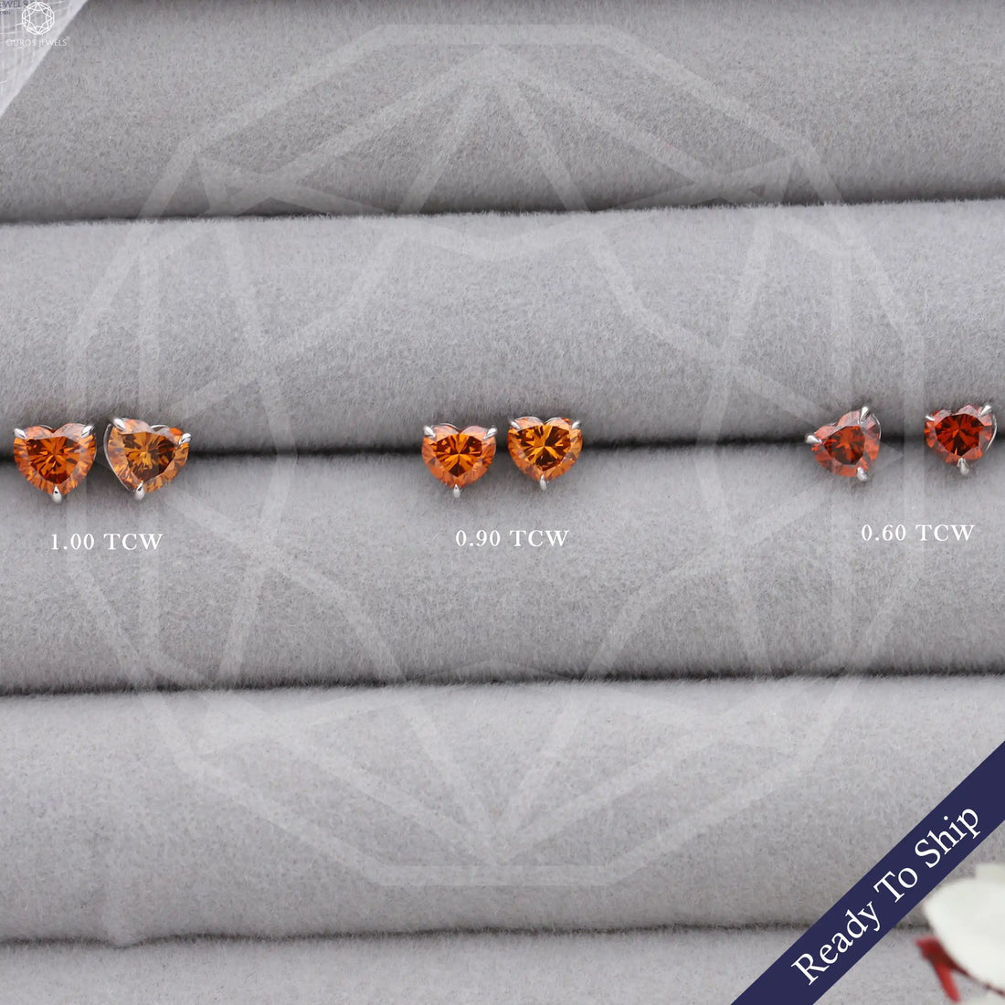 Red Heart White Gold Screw Back Earrings