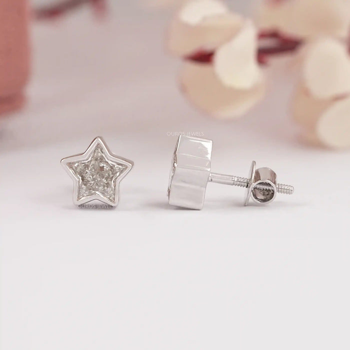 bezel set star cut diamond stud