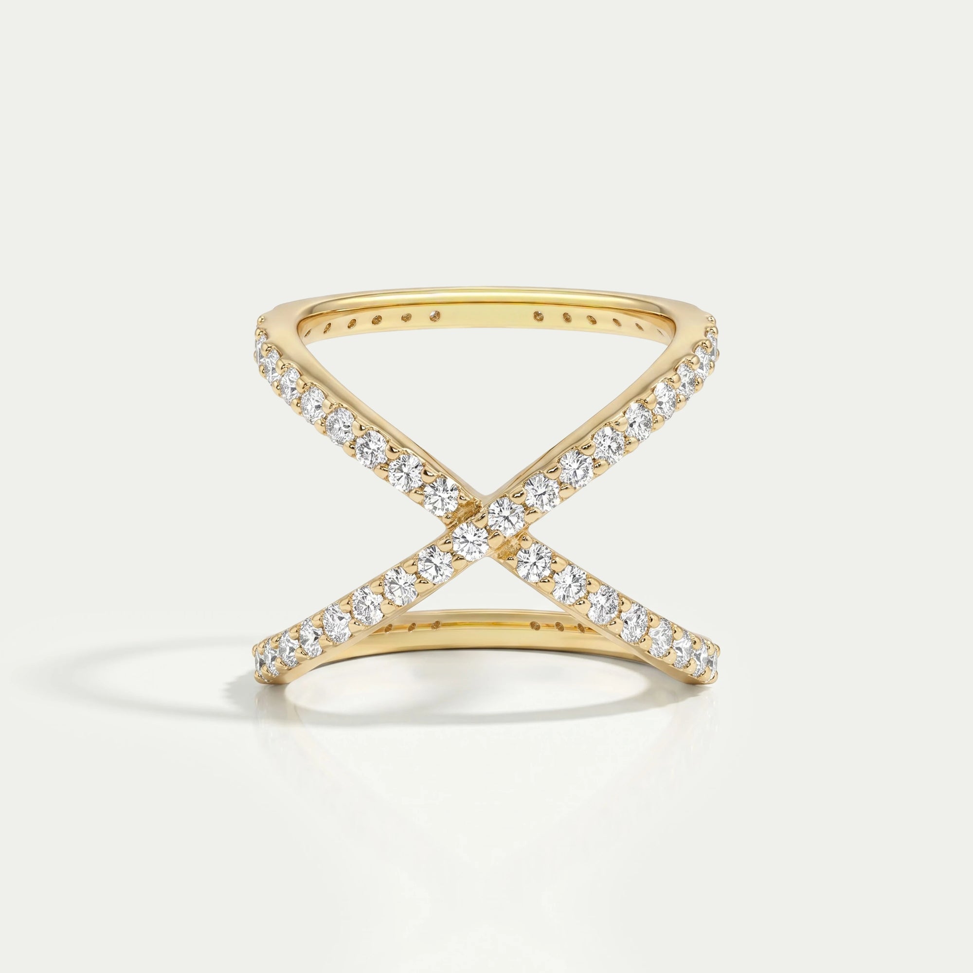 Criss Cross Style Round Cut Diamond Ring 