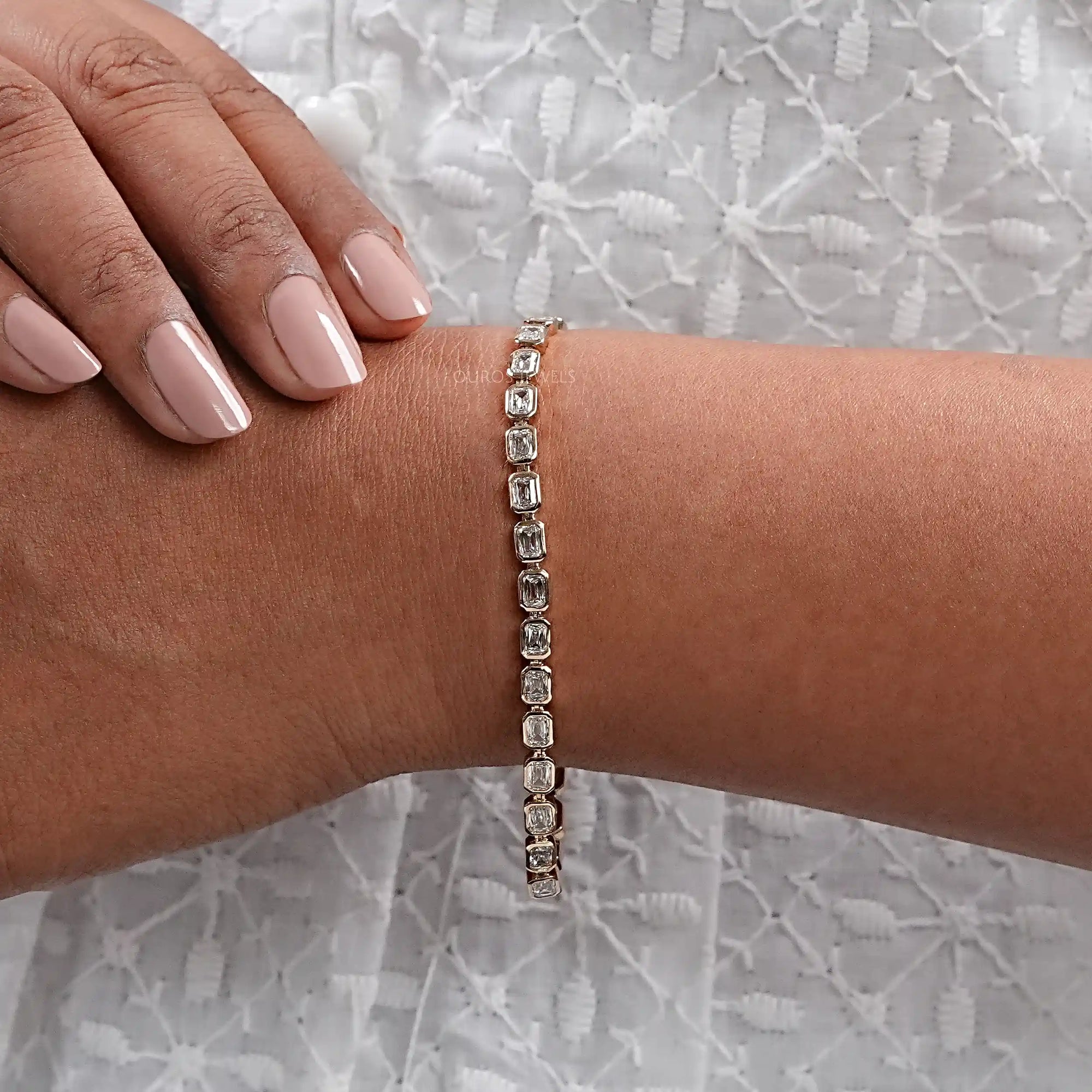 Criss Cut Lab Grown Diamond Bezel Set Tennis Bracelet