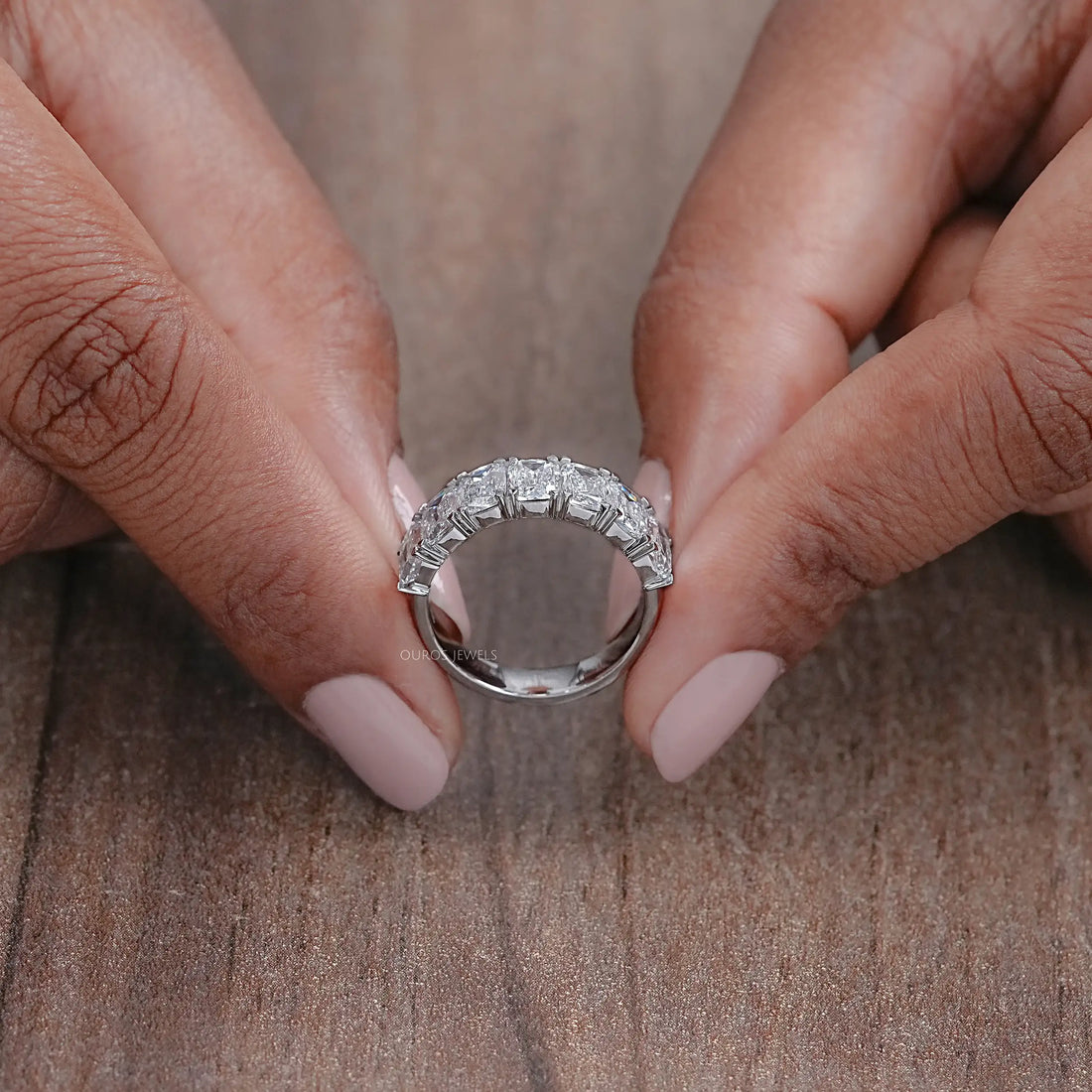 Seven Stone Criss Cut Wedding Band