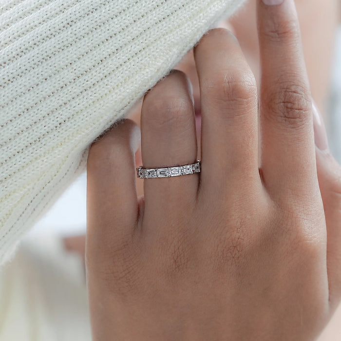 Criss Cut Eternity Wedding Band - East West Set