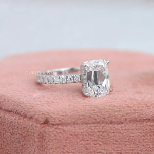 Criss Cut Solitaire Accent Engagement Ring