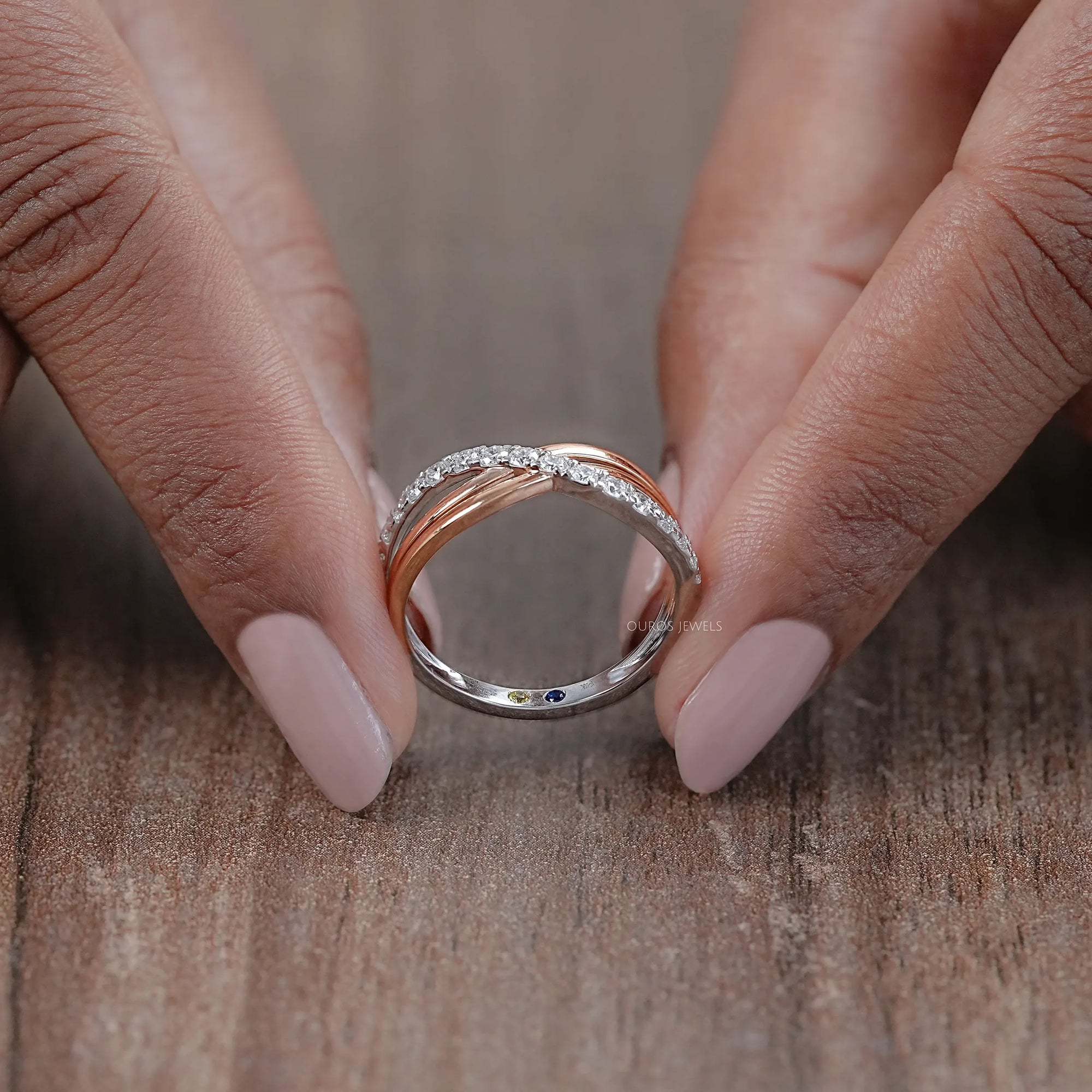 Round Lab Grown Diamond Crossover Wedding Band Ring