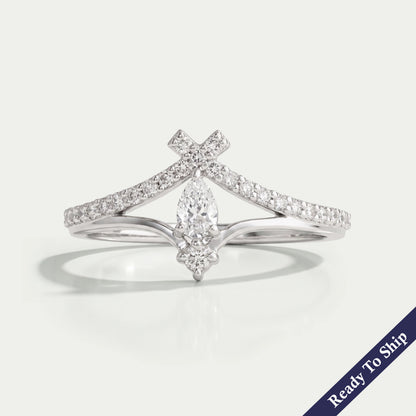 Pear Diamond Enhancer Curved Style Ring