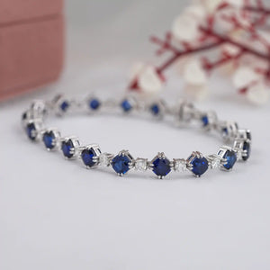 Alternating Cushion Sapphire and Diamond Link Bracelet