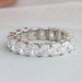 front view of cushion cut lab grown diamond eternity band white gold