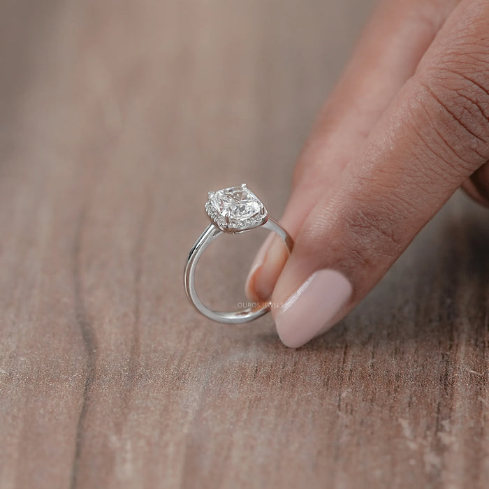 Cushion Cut Halo Lab Grown Diamond Ring