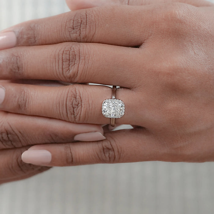 Cushion Cut Halo Lab Grown Diamond Ring
