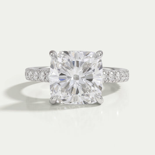 Cushion Lab Diamond Hidden Halo Engagement Ring Rings
