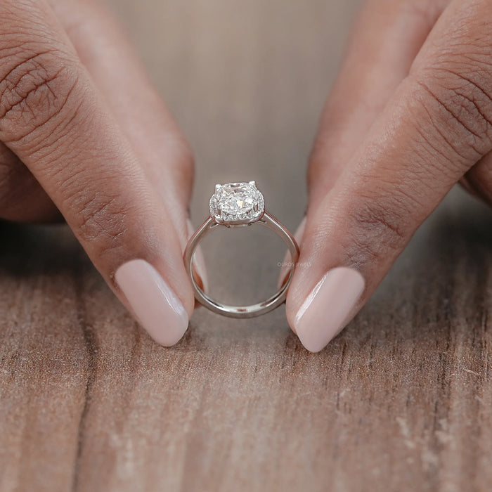 Cushion Cut Halo Lab Grown Diamond Ring