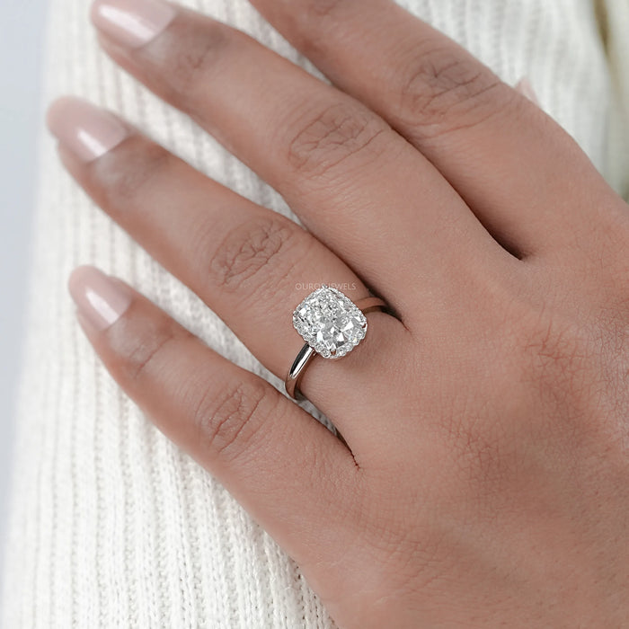 Cushion Cut Halo Lab Grown Diamond Ring
