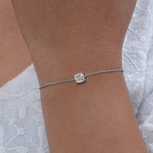 Cushion Cut Solitaire Diamond Chain Bracelet