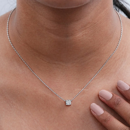 Certified Cushion Cut Lab Grown Diamond Pendant Necklaces