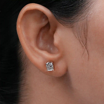 Elongated Cushion Cut Lab Grown Stud Earring