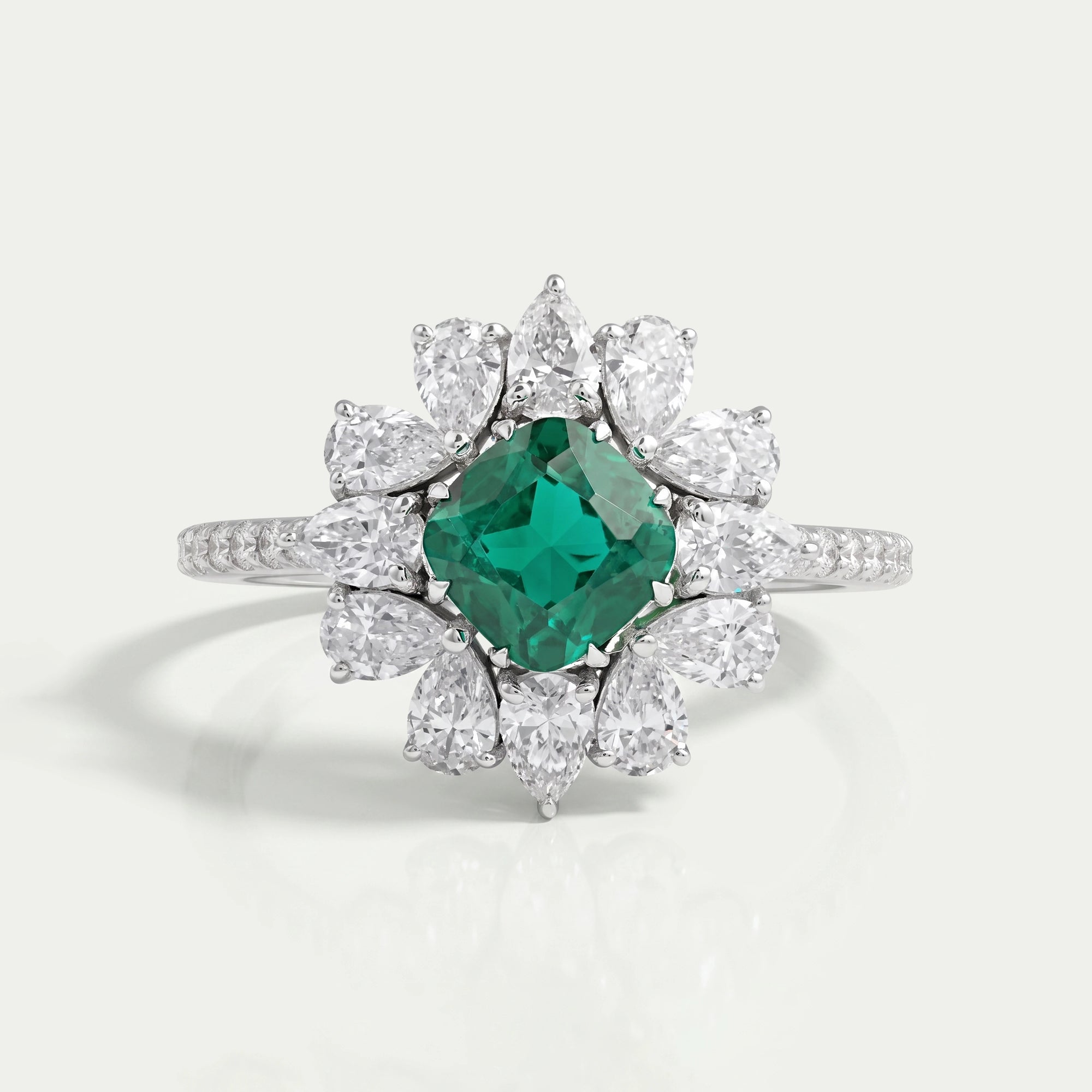 Gemstone Cushion Shape Halo Diamond Ring