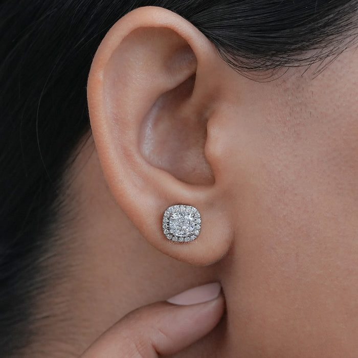 Cushion Lab Grown Diamond Halo Studs